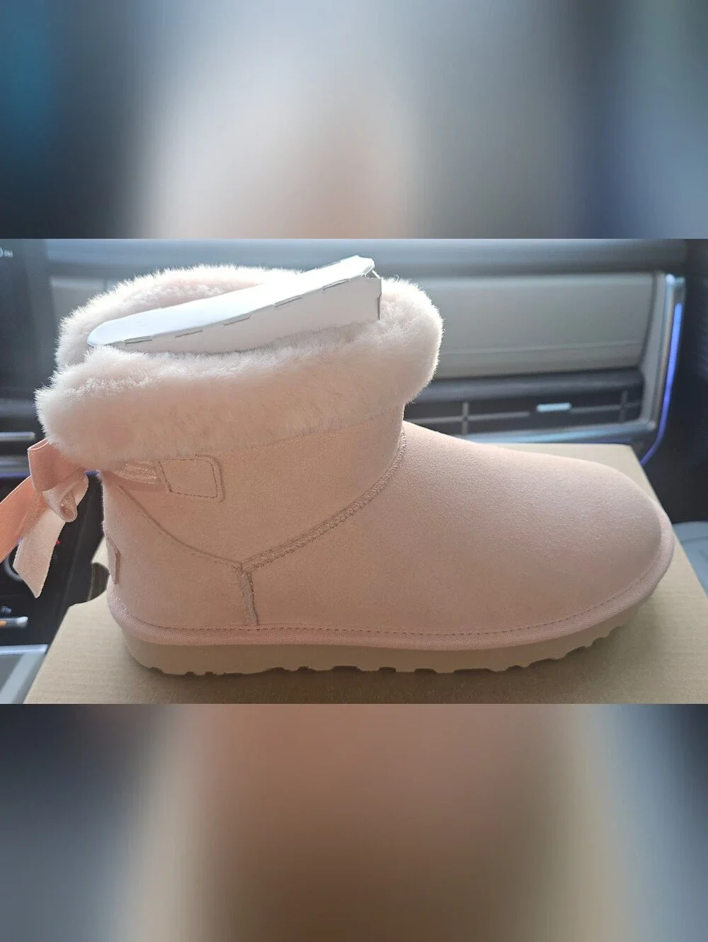 UGG Wmns Mini Bailey Mixed Bow Boot 'Beige Blush' Size 8